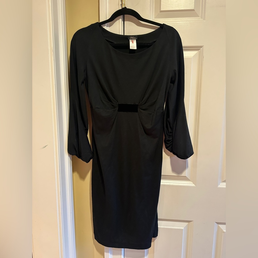 Collette Dinnigan 100% Silk Black Midi Dress L Made in Australia